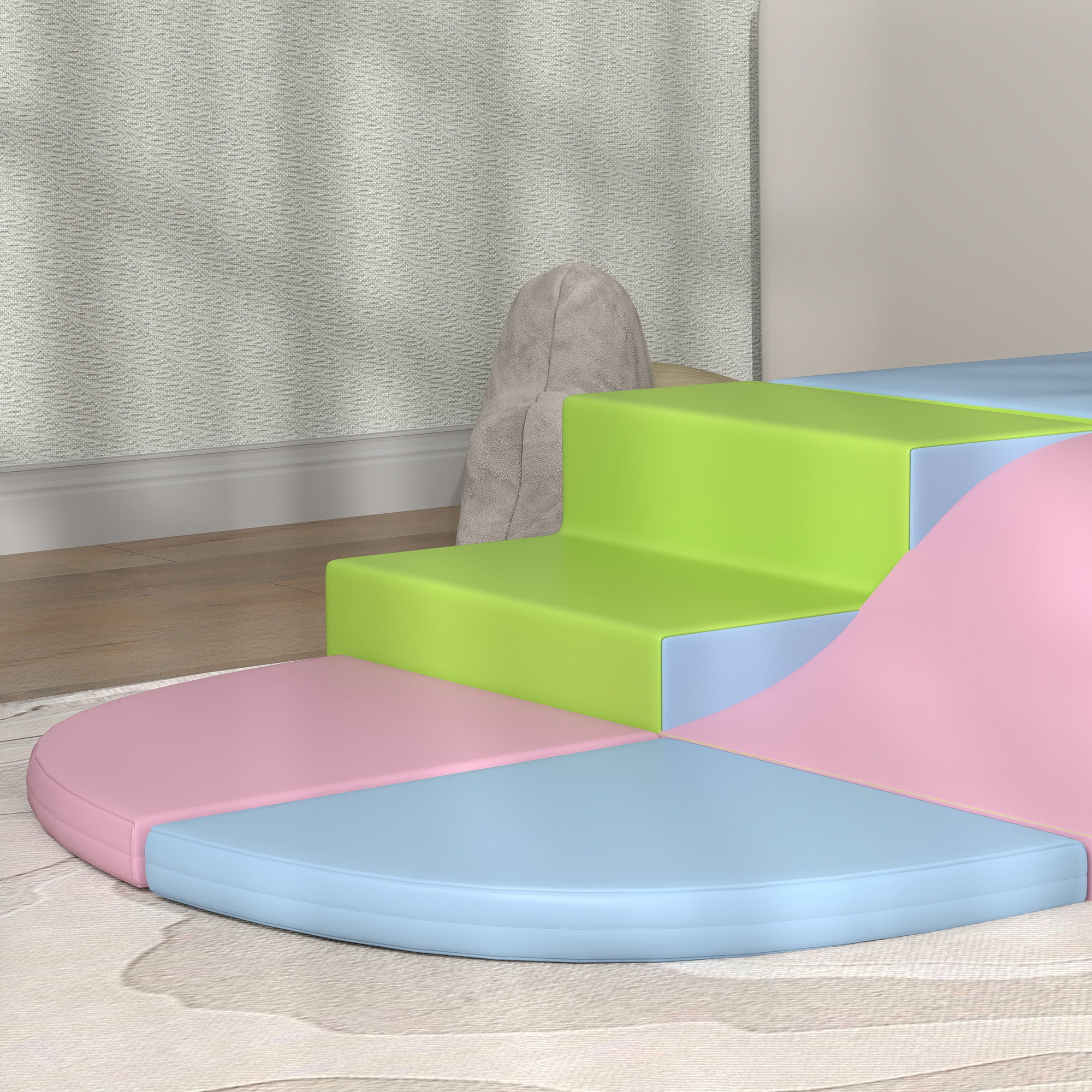 HOMCOM 6 Piece Soft Play Equipment for Kids Climb and Crawl in Red